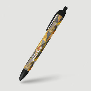 Elegant gold black silver geometric triangles ink pen