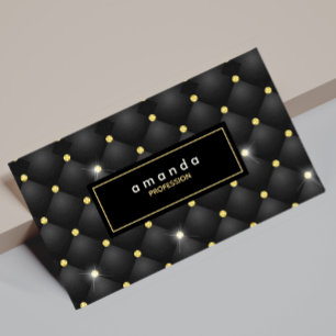 Elegant gold black sparkly glitter monogram 	Magnetic business card