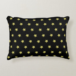 Elegant Gold & Black Star Pattern  Decorative Cushion