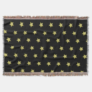 Elegant Gold & Black Star Pattern Throw Blanket