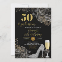 Elegant Gold Black Stiletto Woman Birthday 