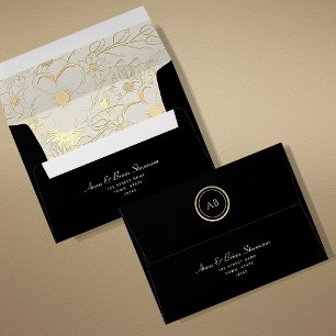 Elegant Gold Black Wedding 5x7 Envelope