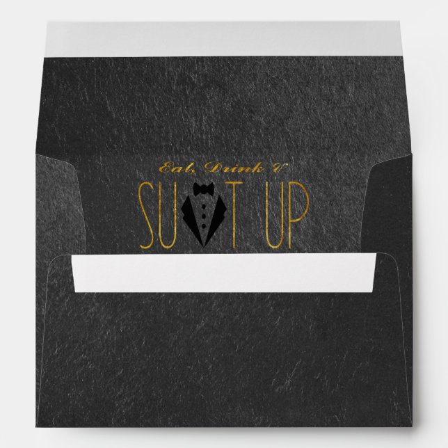 Elegant Gold & Black Wedding Envelope (Back (Bottom))