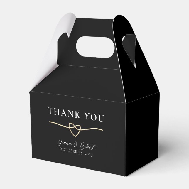 Elegant Gold Black Wedding Favour Box (Front Side)