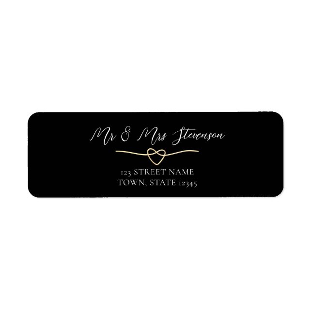 Elegant Gold Black Wedding Return Address Label (Front)