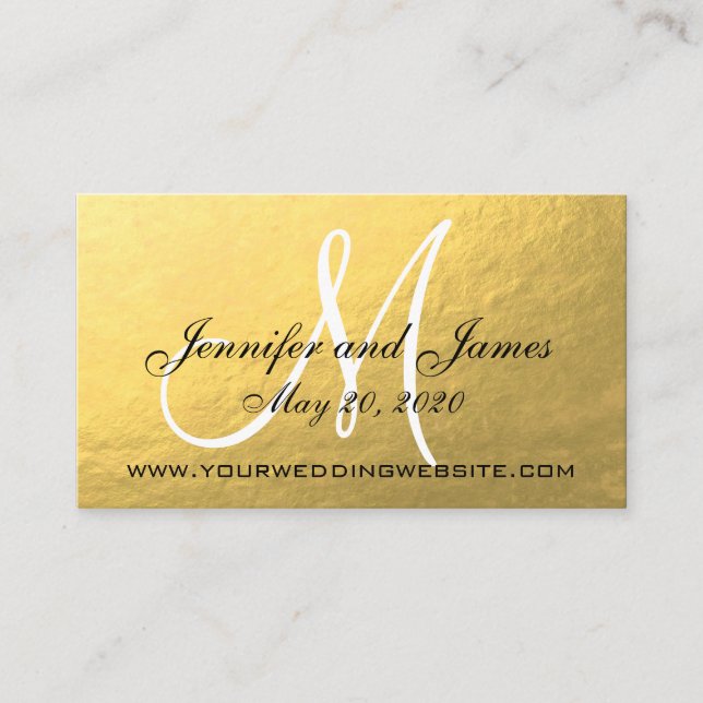 Elegant Gold Black Wedding Website Card (Front)
