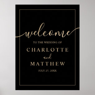 Elegant Gold & Black Welcome Wedding Poster