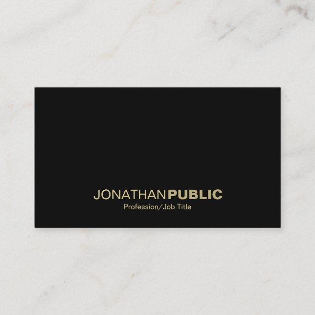 Elegant Gold Black White Simple Plain Cool Modern Business Card (Front)