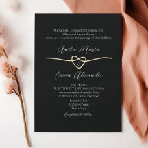 Elegant Gold Black White Wedding Invitation