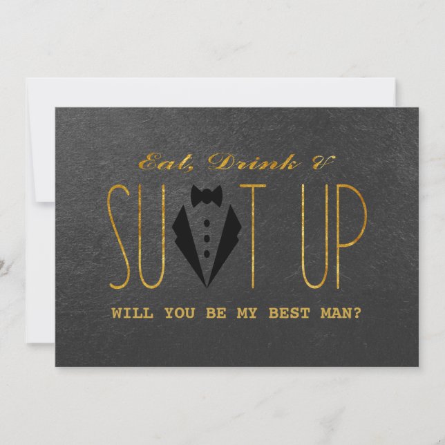 Elegant Gold & Black WILL YOU BE MY BEST MAN Invitation (Front)