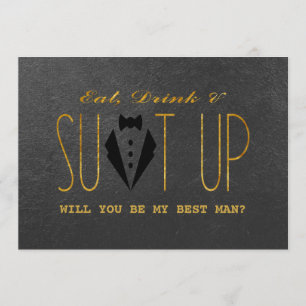 Elegant Gold & Black WILL YOU BE MY BEST MAN Invitation