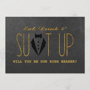 Elegant Gold & Black WILL YOU BE MY RING BEARER Invitation