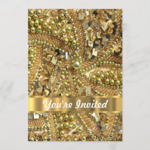 Elegant gold bling invitation