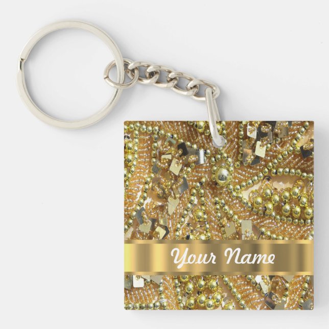 Elegant gold bling key ring (Front)