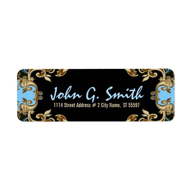 Elegant Gold, Blue & Black Vintage Floral Frame (Front)
