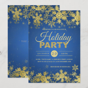 Elegant Gold & Blue Corporate Christmas Party Invitation
