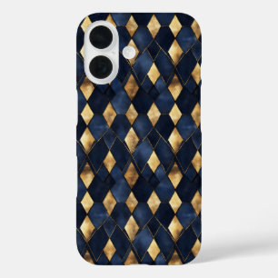 Elegant Gold Blue Diamond iPhone 16 Case