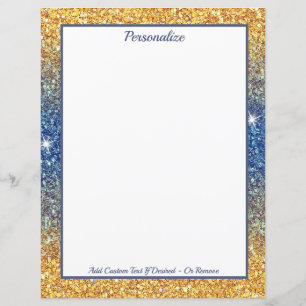 Elegant Gold Blue Glitter Sparkle Personalised