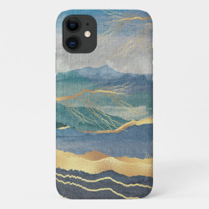 Elegant Gold Blue Landscape Art iPhone 11 Case