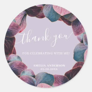 Elegant Gold Blue Lavender Purple Hydrangeas Party Classic Round Sticker