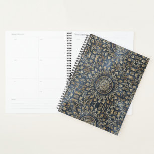 Elegant Gold Blue Mandala Floral Planner