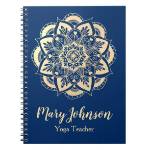 Elegant Gold Blue Mandala Yoga Teacher Notebook