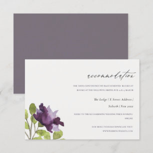 ELEGANT GOLD BLUE WATERCOLOUR FLORAL ACCOMMODATION INVITATION