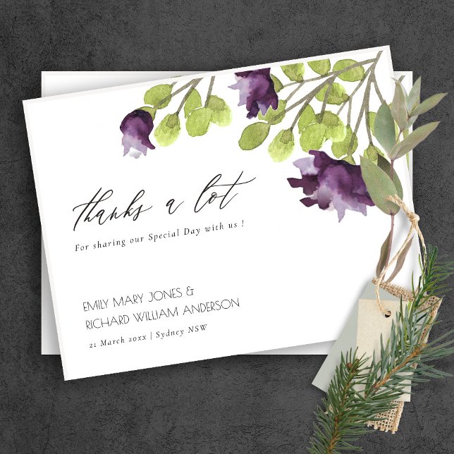 ELEGANT GOLD BLUE WATERCOLOUR FLORAL THANK YOU POSTCARD (Creator Uploaded)