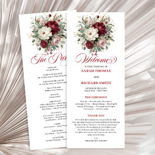 Elegant Gold Blush Burgundy Wedding Program Programme