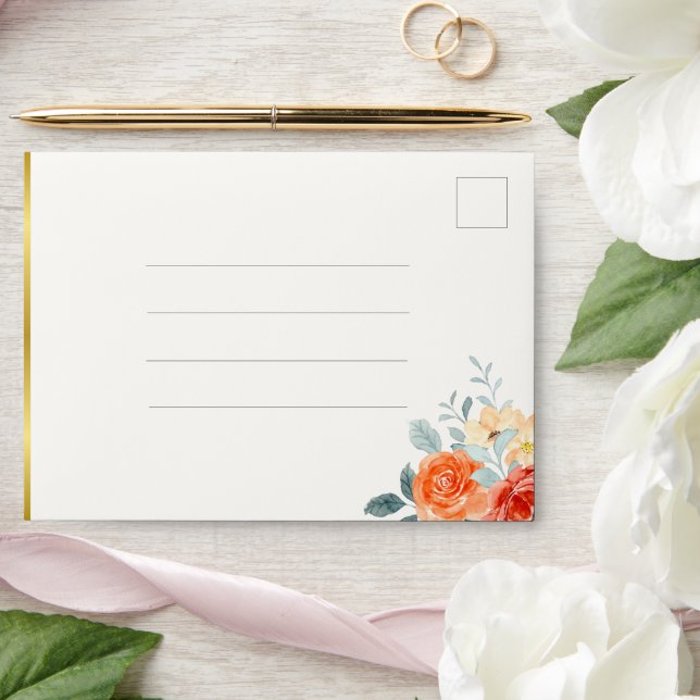 Elegant Gold Blush Floral Script Wedding Envelope (Wedding)