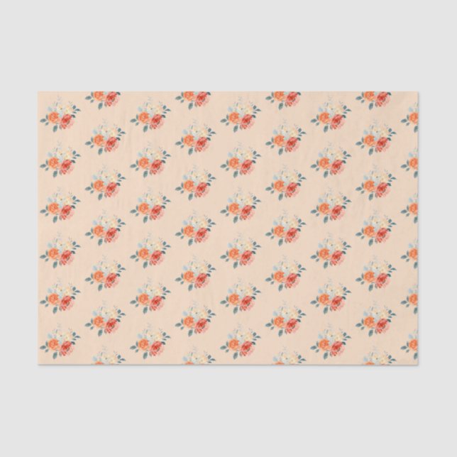 Elegant Gold Blush Floral Wedding  Tissue Paper (Front)