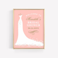Elegant Gold Blush Gown Bridal Shower Welcome