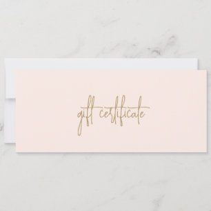 Elegant Gold Blush Pink Business Gift Certificate