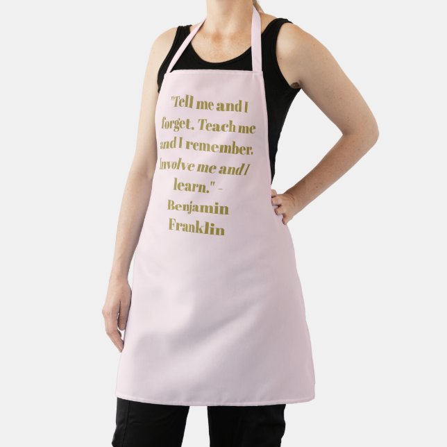 Elegant gold blush pink custom name phrase quote apron (Insitu)