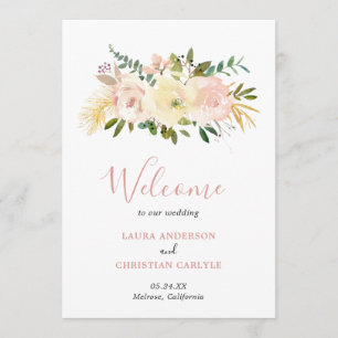 Elegant Gold Blush Pink Floral Wedding Programme