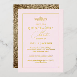 Elegant Gold Blush Pink Quinceanera 15th Birthday