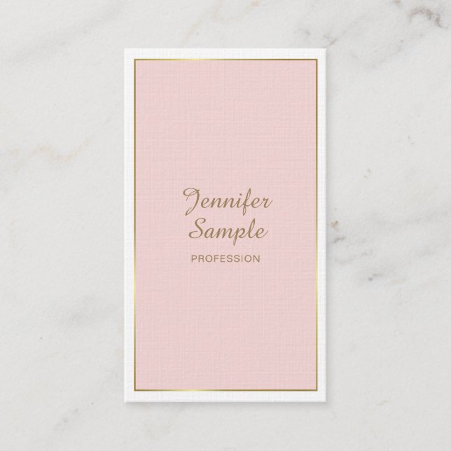 Elegant Gold Blush Pink White Modern Trendy Luxury Business Card (Front)