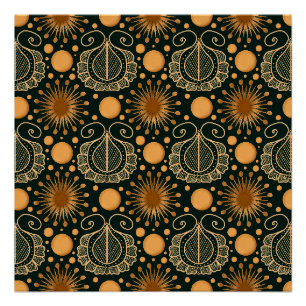 Elegant Gold Boho Ornamental Pattern Poster