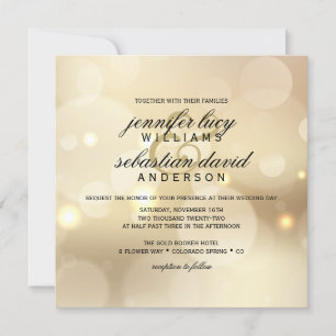 Elegant Gold Bokeh Light Chic Wedding Invitation