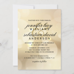 Elegant Gold Bokeh Light Chic Wedding Invitation