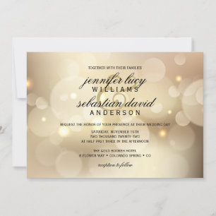Elegant Gold Bokeh Light Chic Wedding Invitation