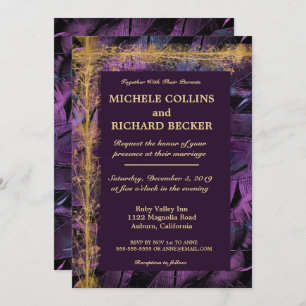 Elegant Gold Border and Feathers Invitation