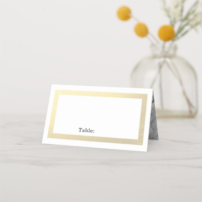 Elegant Gold Border Blank Table Guest Marble Place Card (Front)