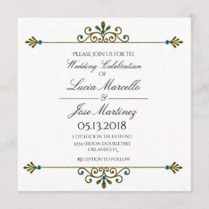 Elegant Gold Border Calligraphy Wedding Invitation