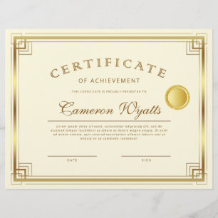 Elegant Gold Border Certificate Achievement Award Flyer