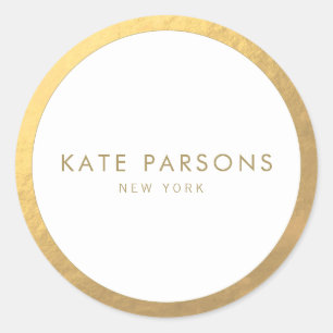 Elegant Gold Border Classic Round Sticker