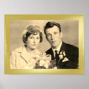 Elegant gold border frame custom photo poster