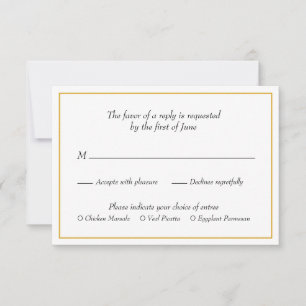 Elegant Gold Border Meal Choice Wedding RSVP Card