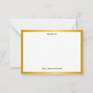 Elegant Gold Border Thank You I Stationery Gifts Card