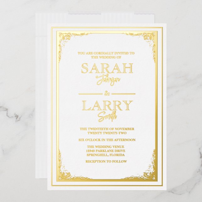 Elegant Gold border Traditional Wedding  (Envelope)